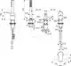 Diagramm eines Badearmatur für Wannenrand mit Handbrause-Set von Ideal Standard. Technische Details und Abmessungen sind angegeben.